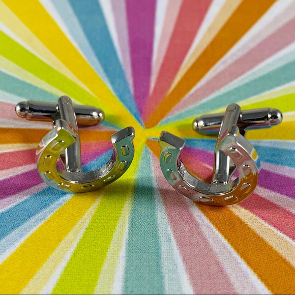 HP Horseshoe Cufflinks Rockabilly Cowboy Rocker - Picture 6 of 6